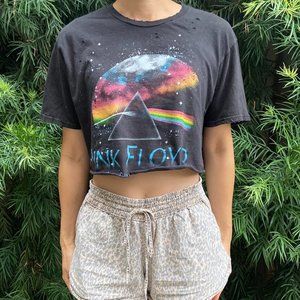 Pink Floyd Black Cropped Tee Size L